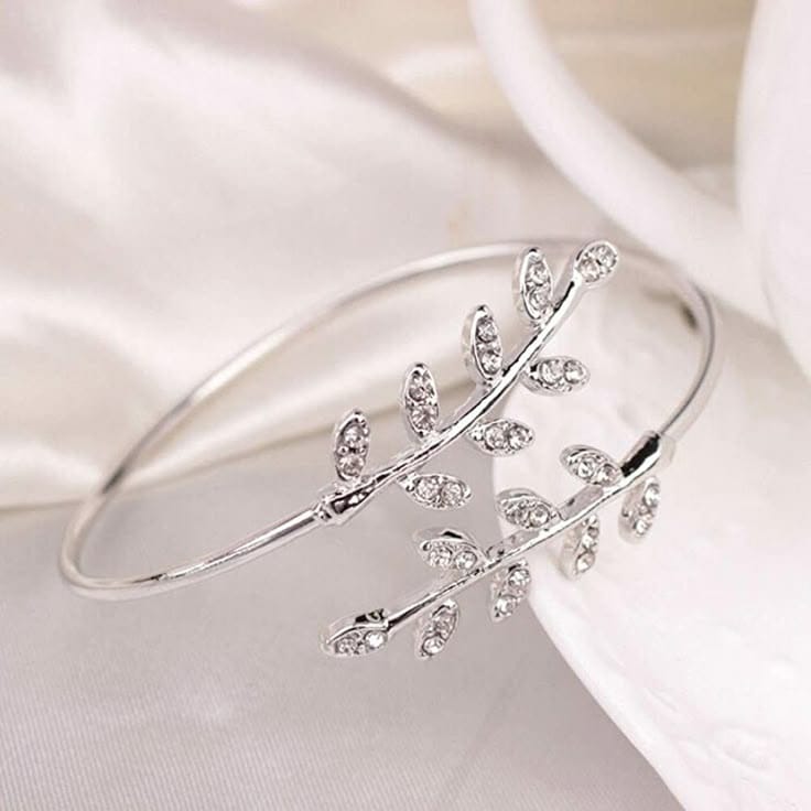 Crystal Leaf Vine Cuff Bracelet
