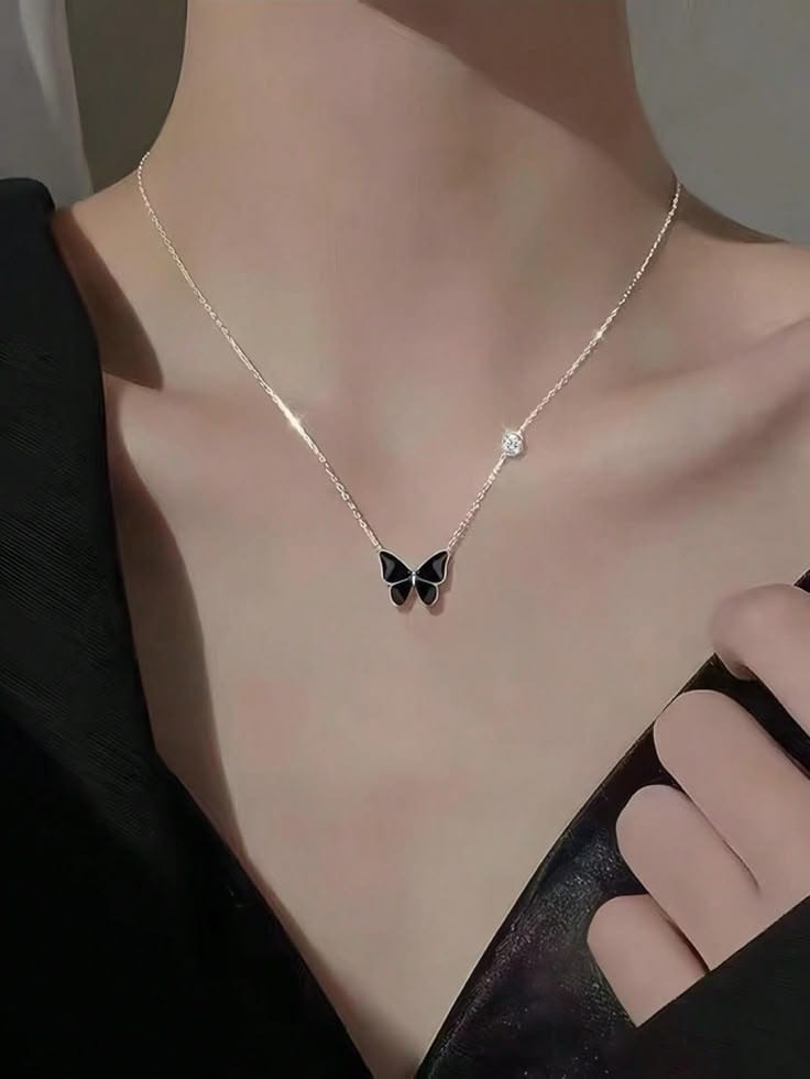 Elegant Black Butterfly Necklace