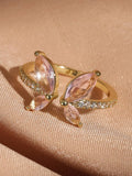 Crystal Butterfly Open Ring