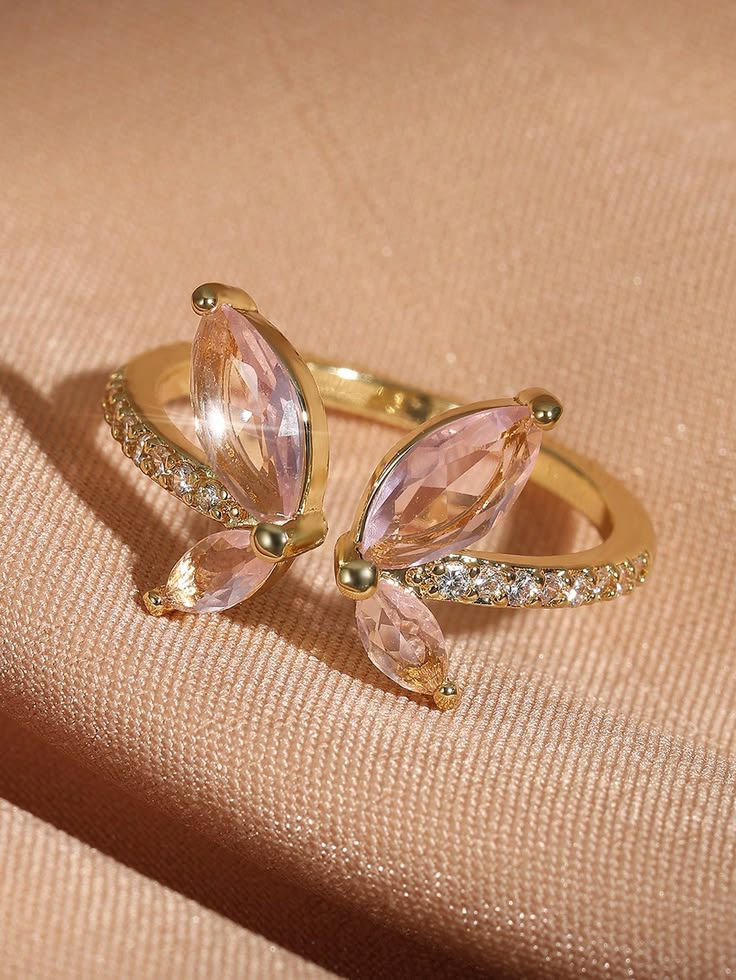 Crystal Butterfly Open Ring