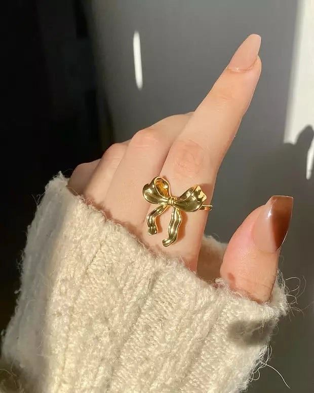 Golden Bow Statement Ring
