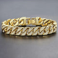 Golden Iced-Out Cuban Link Bracelet