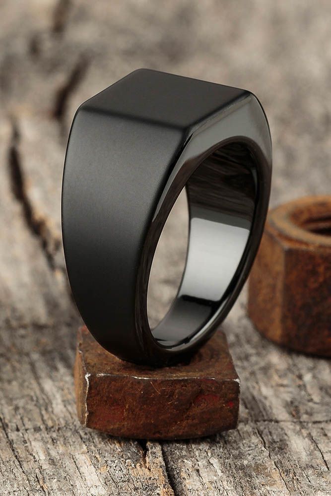 Matte Black Minimalist Signet Ring