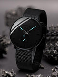 Black Mesh Minimalist Watch