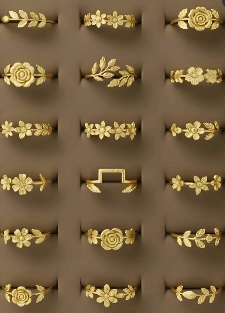 Golden Blossom Stacking Ring Set
